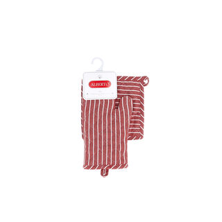 Master Cuisine Red Stripe Oven Mitt & Pot Holder Set