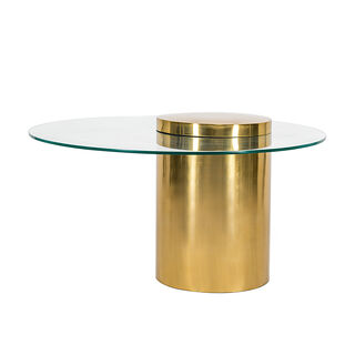 طاولة ستالنس ستيل مع سطح زجاجي   80*80*45 سم