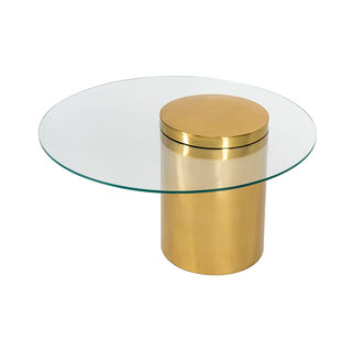 طاولة ستالنس ستيل مع سطح زجاجي   80*80*45 سم